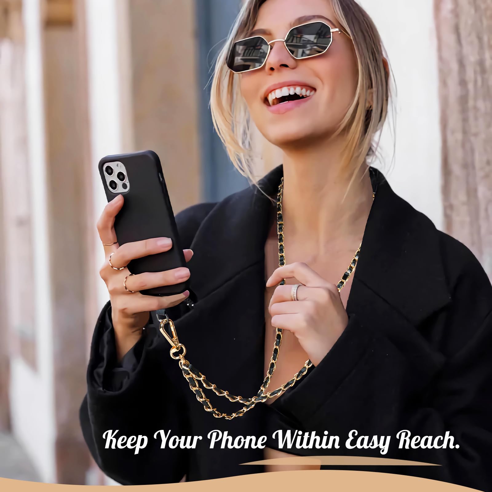 Amazon.com: TiMOVO Phone Lanyard Metal Chain Crossbody, Gold